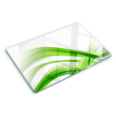 Chopping board glass Green abstract waves