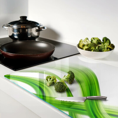 Chopping board glass Green abstract waves