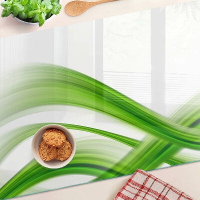 Chopping board glass Green abstract waves