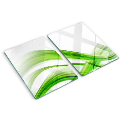 Chopping board glass Green abstract waves