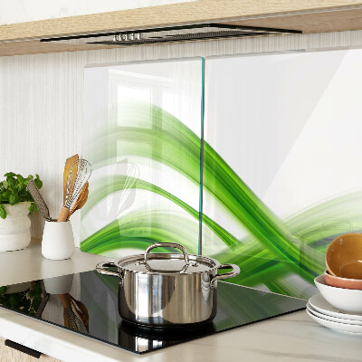 Chopping board glass Green abstract waves