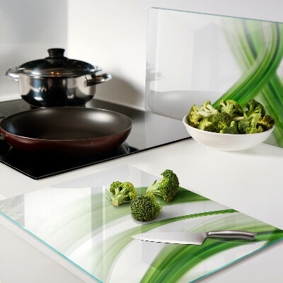 Chopping board glass Green abstract waves