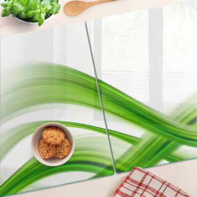 Chopping board glass Green abstract waves