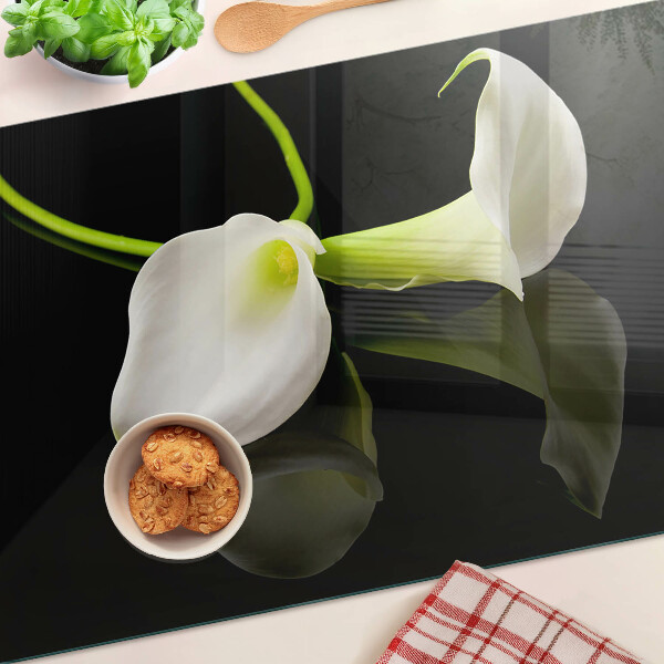 Glass chopping board Lily on a black background