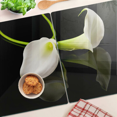 Glass chopping board Lily on a black background