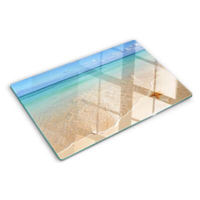 Cutting board Beach with shells and waves