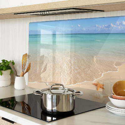 Cutting board Beach with shells and waves