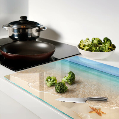 Cutting board Beach with shells and waves