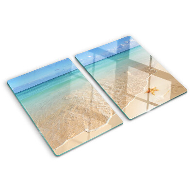 Cutting board Beach with shells and waves