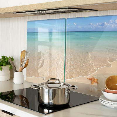 Cutting board Beach with shells and waves