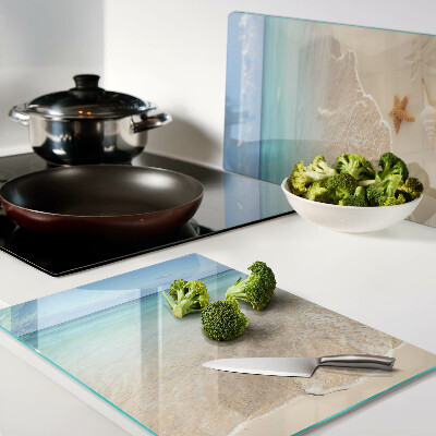 Cutting board Beach with shells and waves