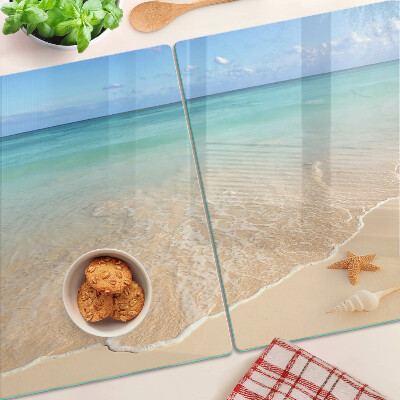 Cutting board Beach with shells and waves