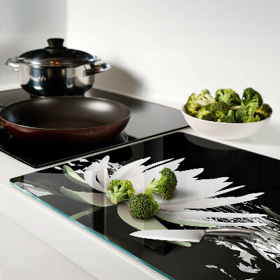 Glass chopping board Water lilies on a black background