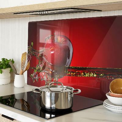 Chopping board glass Red apple with water