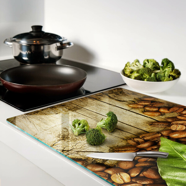 Glass chopping board Coffee and leaves