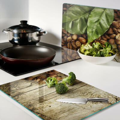 Glass chopping board Coffee and leaves