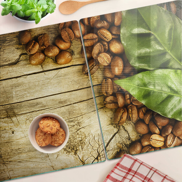 Glass chopping board Coffee and leaves