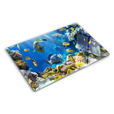 Chopping board glass The underwater world of the coral reef