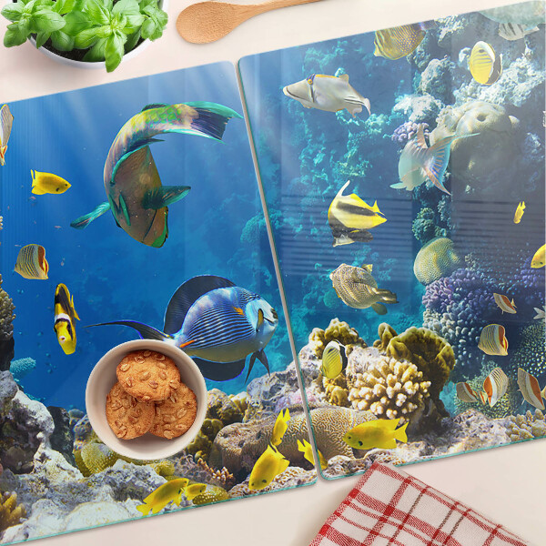 Chopping board glass The underwater world of the coral reef