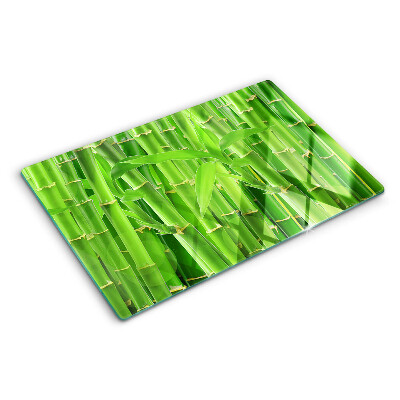 Chopping board glass Bamboo leaves and stems