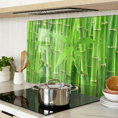 Chopping board glass Bamboo leaves and stems
