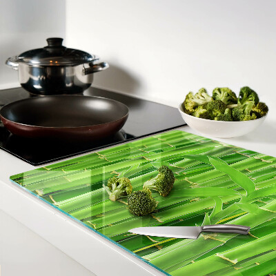 Chopping board glass Bamboo leaves and stems