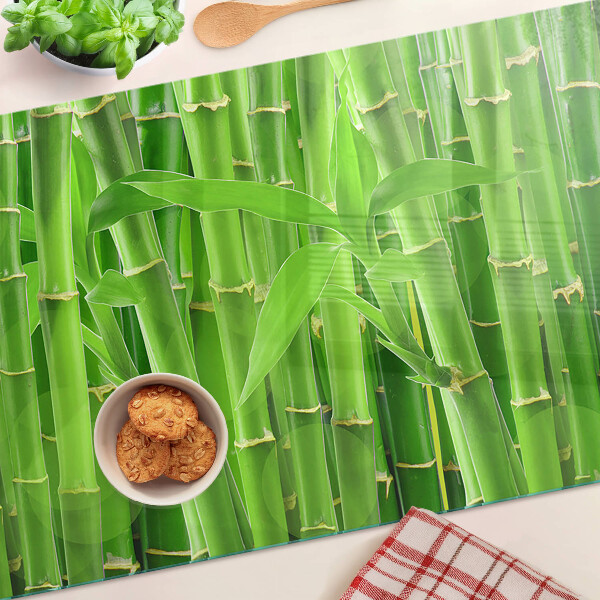 Chopping board glass Bamboo leaves and stems