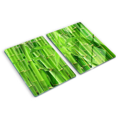 Chopping board glass Bamboo leaves and stems