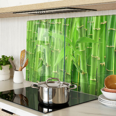 Chopping board glass Bamboo leaves and stems