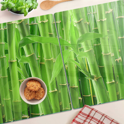 Chopping board glass Bamboo leaves and stems
