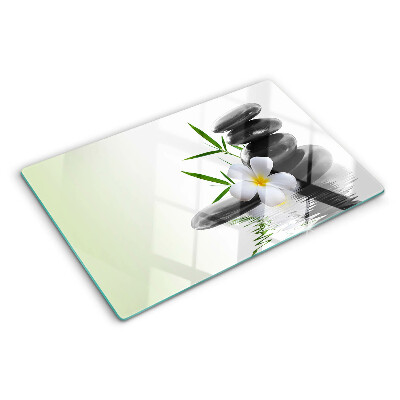 Cutting board Flowers and stones on the water