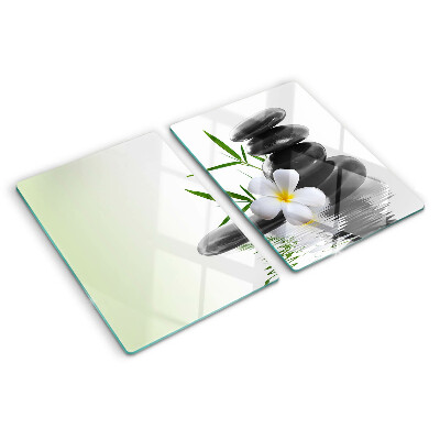 Cutting board Flowers and stones on the water