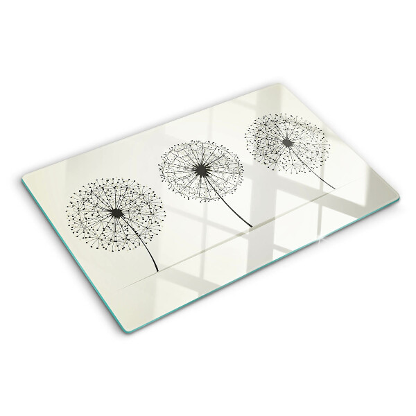 Cutting board Dandelions on a white background