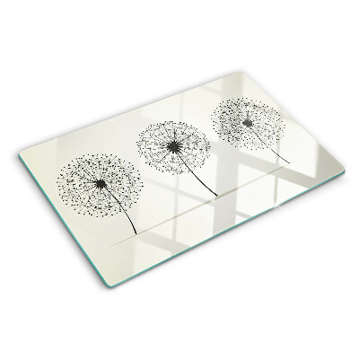 Cutting board Dandelions on a white background