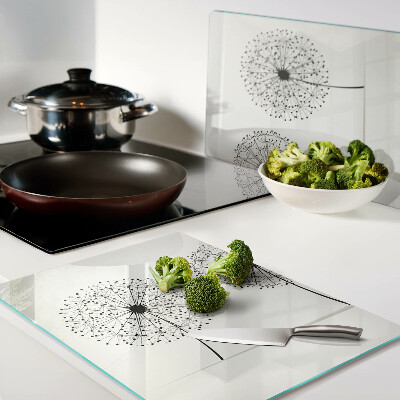 Cutting board Dandelions on a white background