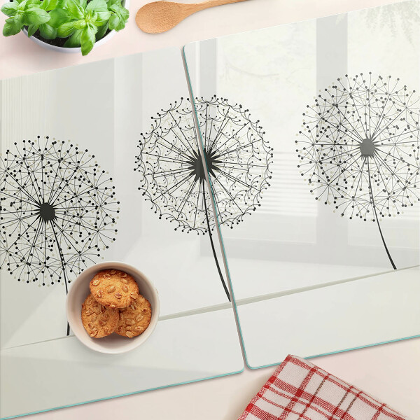 Cutting board Dandelions on a white background