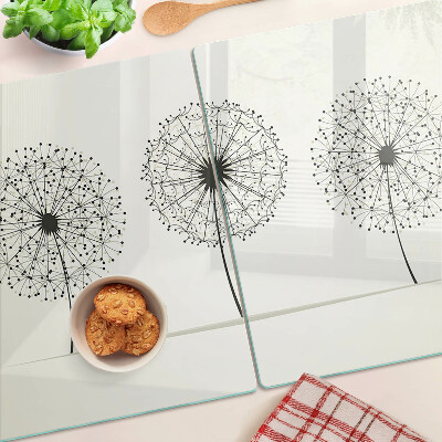 Cutting board Dandelions on a white background