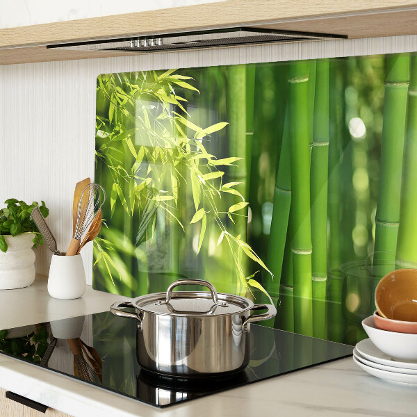 Chopping board Bamboo leaves and green foliage