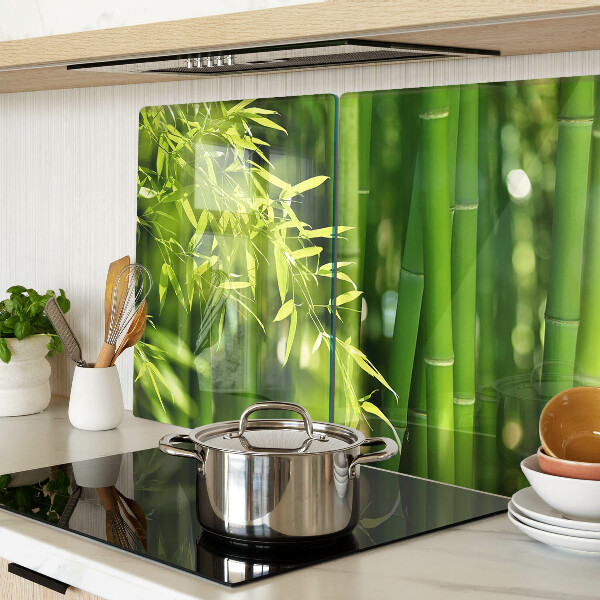 Chopping board Bamboo leaves and green foliage