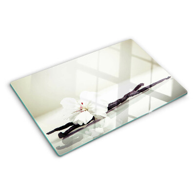 Glass chopping board A flower on a branch