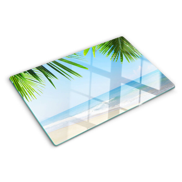 Chopping board Tropical beach with palm trees