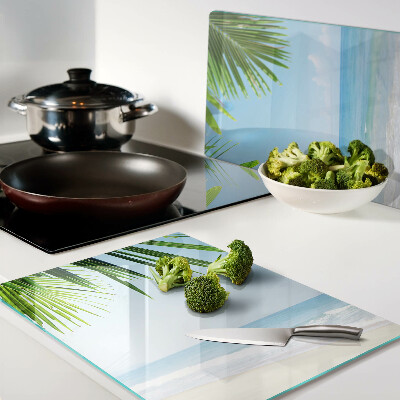 Chopping board Tropical beach with palm trees