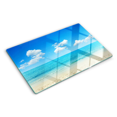 Glass kitchen board Beach with blue sky