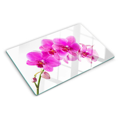 Glass cutting board Orchids in shades of pink