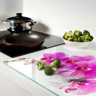 Glass cutting board Orchids in shades of pink