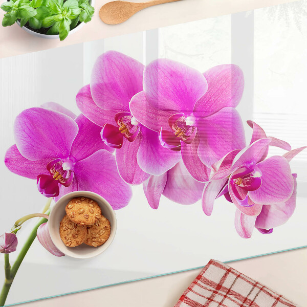 Glass cutting board Orchids in shades of pink