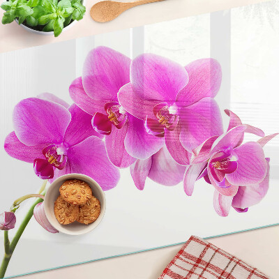 Glass cutting board Orchids in shades of pink