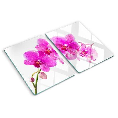 Glass cutting board Orchids in shades of pink