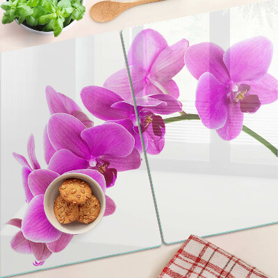 Glass kitchen board Orchid flowers in shades of pink