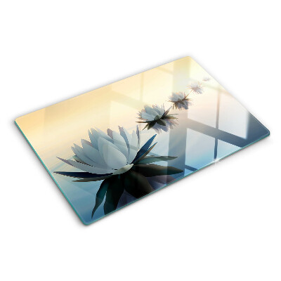 Glass chopping board Water flowers in pastel shades